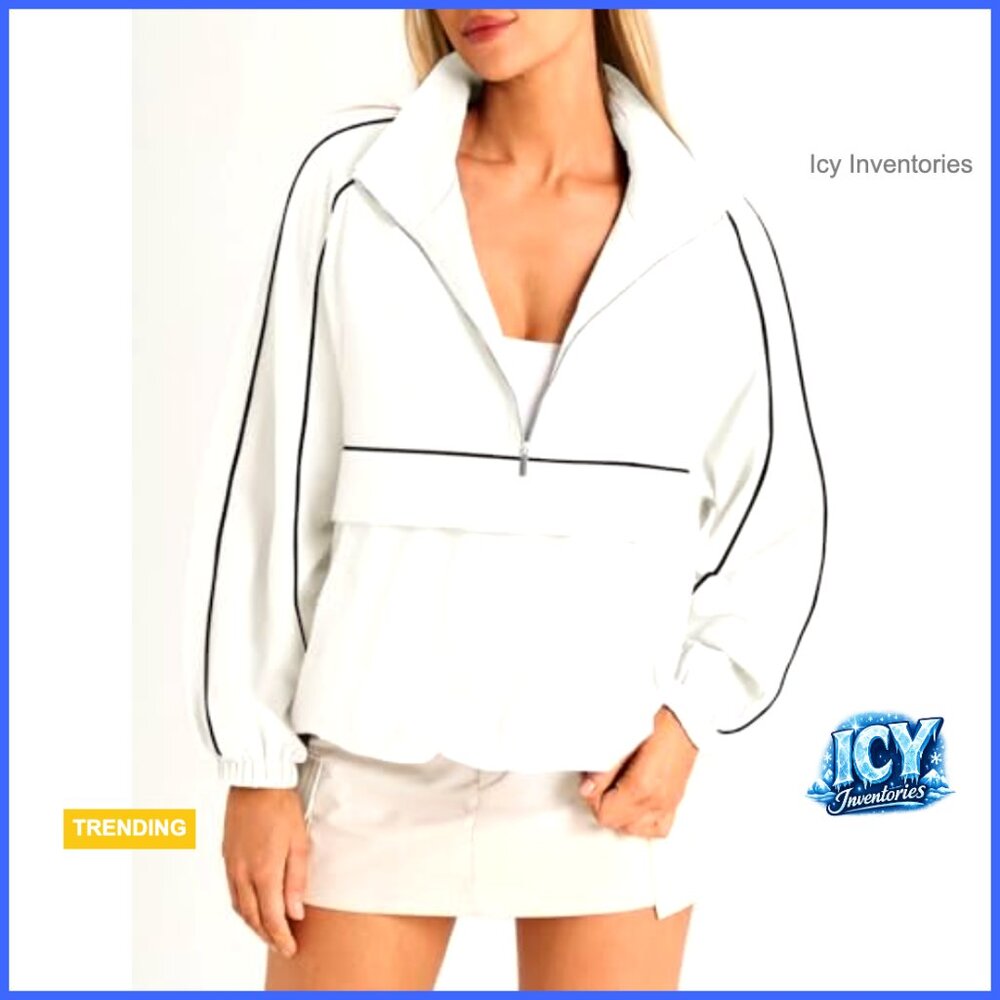 Lightweight Polyester Quarter Zip Pullover With U… - image 2